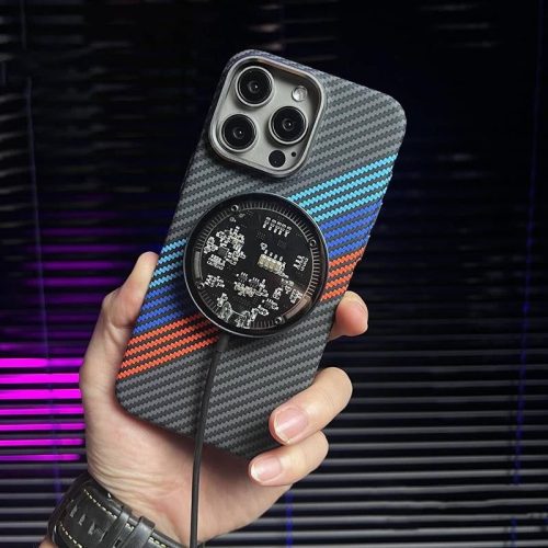 Carbon Fiber MagSafe Compatible iPhone Case with Tri-Color Design - view 2