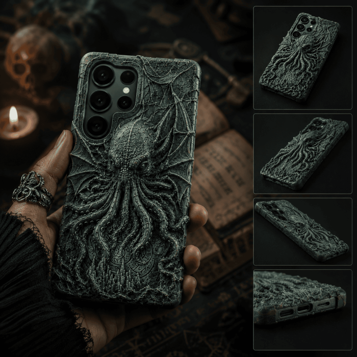 Handmade 3D Textured Cthulhu Phone Case - view 2