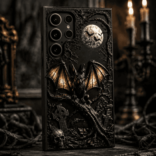 3004a93959e3eb76db78e0b5bfbeab78 Halloween-themed 3D phone case with a free tempered glass screen protector - view 2