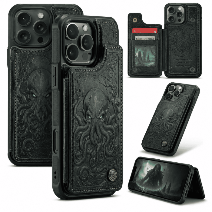 a3cbc294ed72c31e116abb422f06c201 Cthulhu Embossed Leather Wallet Phone Case - view 2