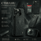 Cthulhu Embossed Leather Wallet Phone Case