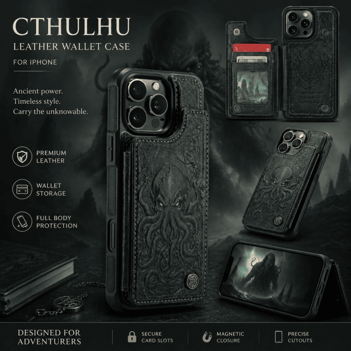 bd83b39d67cc5aa9da0d7f4007725416 Cthulhu Embossed Leather Wallet Phone Case