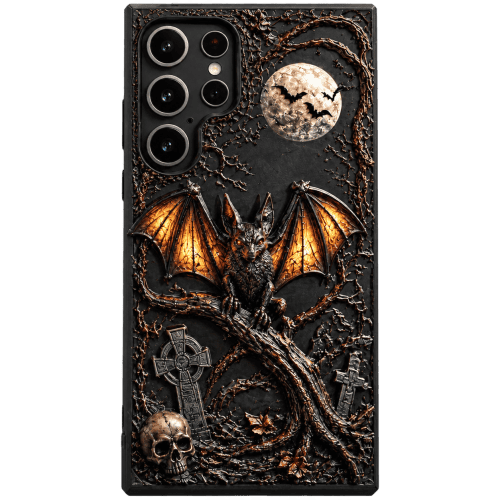 Halloween-themed 3D phone case with a free tempered glass screen protector