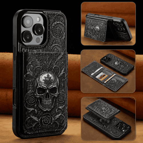 1a88996f748f43de2cc372aad2cfe13b Gothic Skull Magnetic Wallet Phone Case - view 2