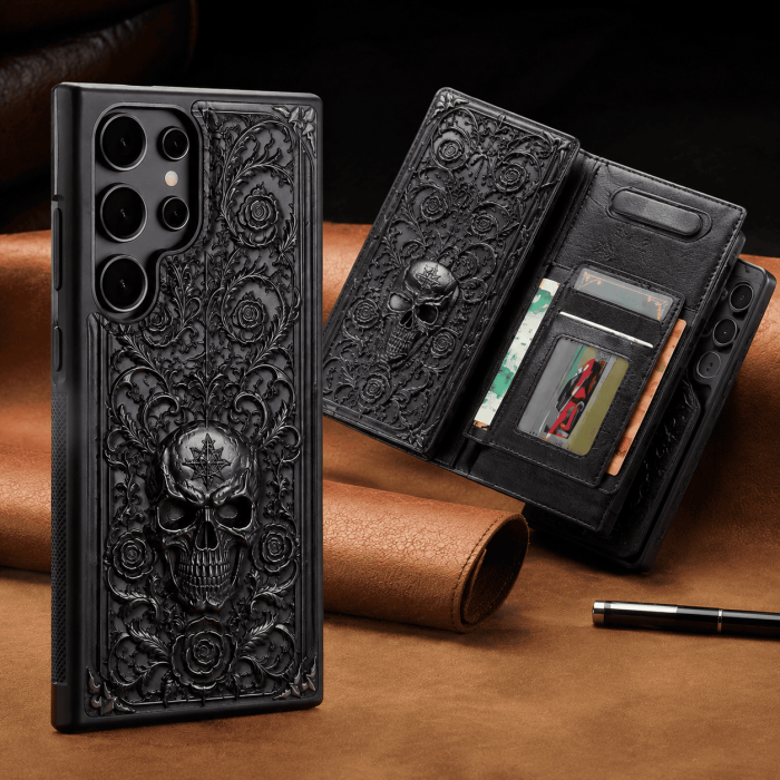 f0b51e9b3f47621b823e9e774f50fc3c Gothic Skull Magnetic Wallet Phone Case - view 3