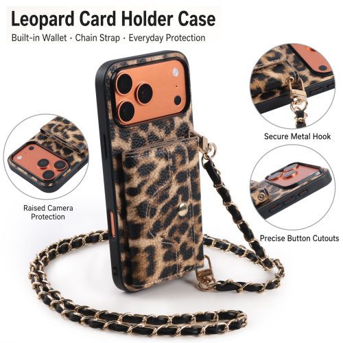 Fashionable Leopard Print Crossbody Card Holder Phone Case - view 2