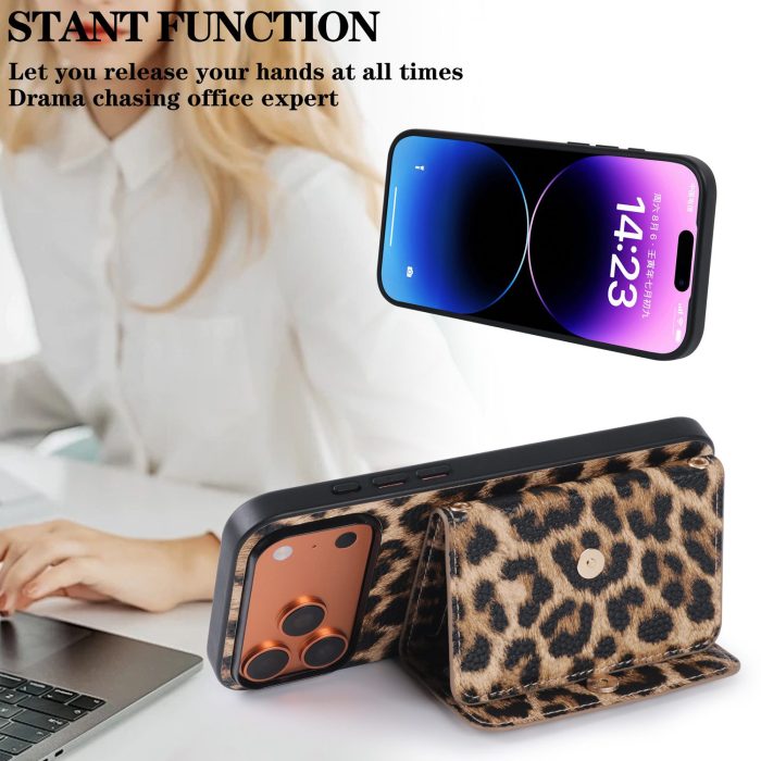 leopard-crossbody-case-3 Fashionable Leopard Print Crossbody Card Holder Phone Case - view 3