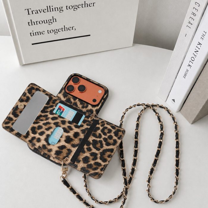 leopard-crossbody-case-5 Fashionable Leopard Print Crossbody Card Holder Phone Case - view 5