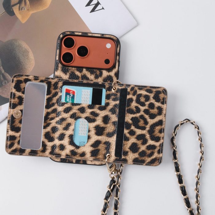 leopard-crossbody-case-6 Fashionable Leopard Print Crossbody Card Holder Phone Case - view 6