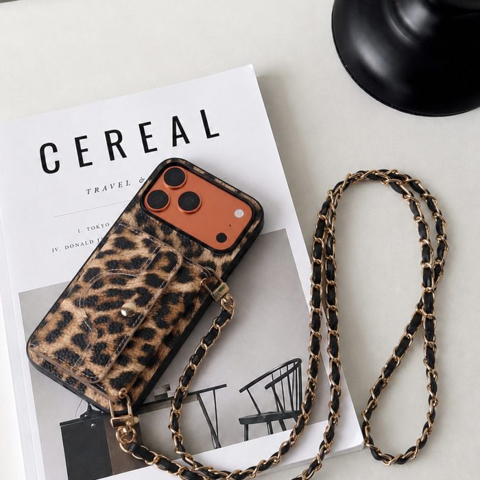 leopard-crossbody-case-7 Fashionable Leopard Print Crossbody Card Holder Phone Case - view 7