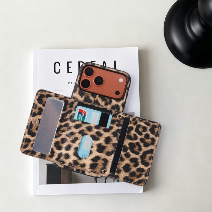 leopard-crossbody-case-8 Fashionable Leopard Print Crossbody Card Holder Phone Case - view 8