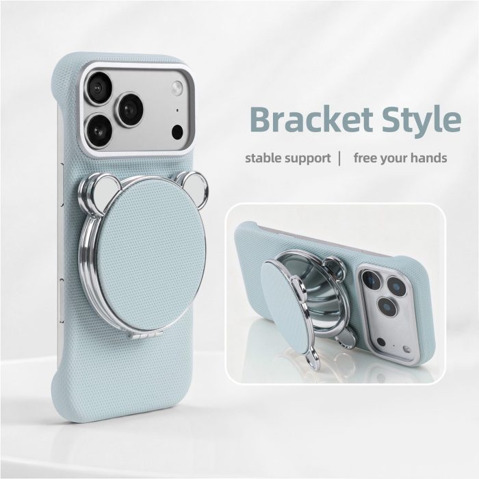 makeup-mirror-case-4 Genuine Leather Magnetic Makeup Mirror Stand Phone Case - view 4