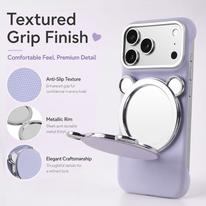 makeup-mirror-case-6 Genuine Leather Magnetic Makeup Mirror Stand Phone Case - view 6
