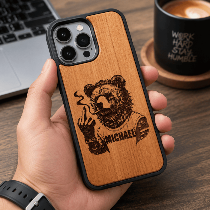 wood-case-3 Eco-Friendly Natural Wood Laser Etched Phone Case - view 3