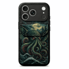 Color-Printed Cthulhu Card Holder Leather Phone Case - view 1