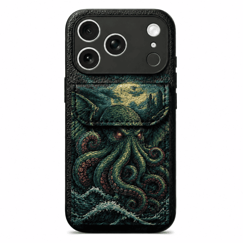 Color-Printed Cthulhu Card Holder Leather Phone Case - view 1